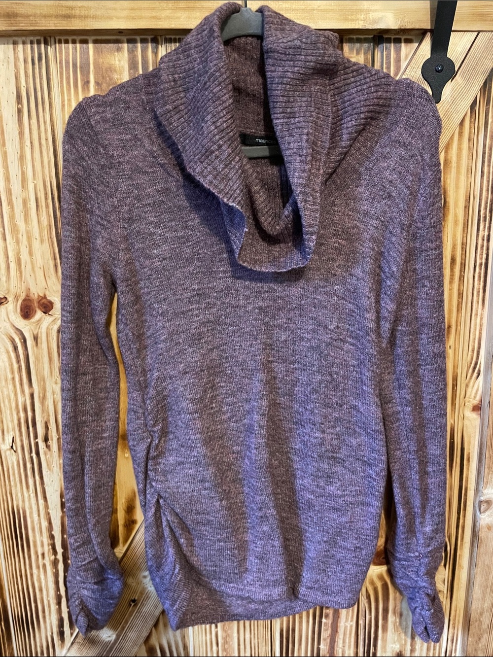 Maurices Heathered Plum Cowl Neck Sweater
